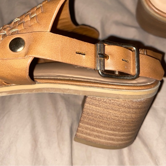 Universal Thread Block Heel Sandals Faux Woven Rattan Slingback Open Toe SZ 7 - Picture 4 of 5